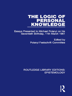 cover image of The Logic of Personal Knowledge